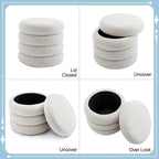 Flouki 19.5" Storage Ottoman Round, Vanity Stools for Bedroom, Entryway Ottoman for Console Table, Ottoman Stool for Girls Women, Foot Stool for Living Room Set of 2, Sherpa Off-White