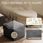 Square Boucle Pouf Ottoman Footrest, Soft & Lightweight Footstool with Foam Filling for Living Room & Bedroom, Laid-Back Lounge Style