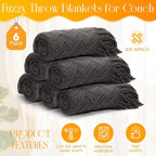 Buryeah 6 Pack Boho Knitted Throw Blankets with Tassels 50x60 Soft Warm Throws Bulk for Wedding Guests Housewarming Employee Teacher Appreciation Gifts Cozy Farmhouse Home Decor (Dark Gray)