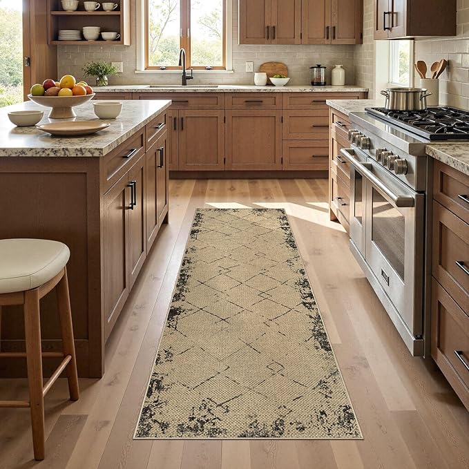 2x6 Jute Runner Rug for Hallway: Farmhouse Washable Kitchen Rug Non Slip Outdoor Indoor Rug for Bedroom Porch Laundry Bathroom - Modern Brown