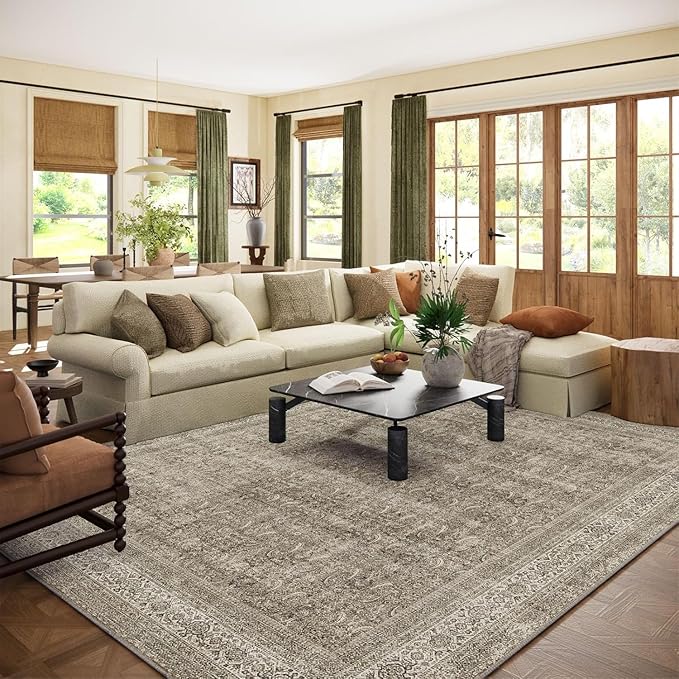 10x12 Area Rugs for Living Room: Bedroom Rug Washable Stain Resistant Non Slip Low Pile Soft Boho Large Area Rug for Kitchen Dining Room Under Table Nursery Farmhouse Home Office Indoor