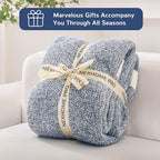 NEXHOME PRO Super Soft Throw Blankets, Cozy Warm Blankets Knit Blanket for Women, Fuzzy Plush Lightweight Throws for Couch, Sofa, Bed, Picnic, Heather Blue White, 50 x 60 inches