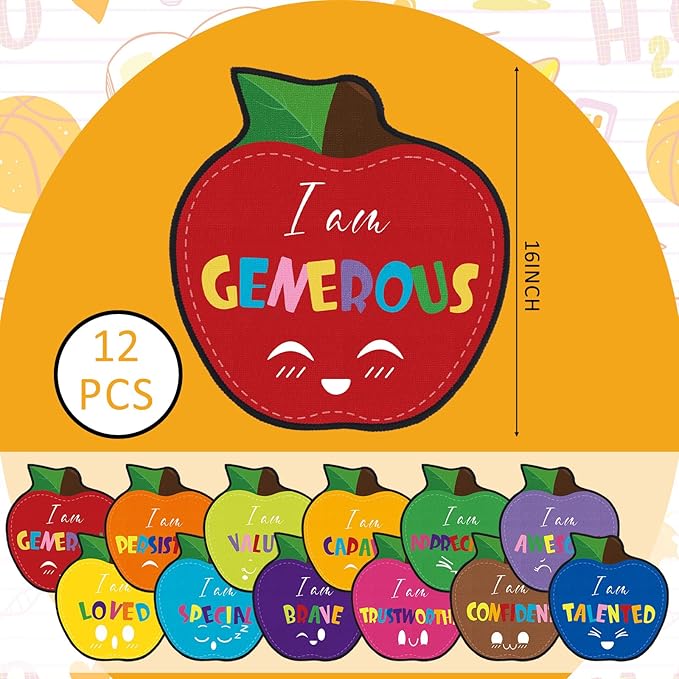Tinideya 12 Pcs Kids Carpet Circle Seats for Class 16 Inch Round Classroom Rug Floor Cushions Soft First Day of School Educational Mat Non Slip Back to School Learning Playing Areas(Apples)