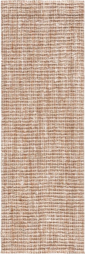 SAFAVIEH Natural Fiber Collection Runner Rug - 2'6" x 8', Natural & Ivory, Handmade Jute, Farmhouse Style, Chunky Textured Thick Pile (NF447N)