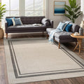 Beverly Rug Easy Jute Bordered Rug 6x9 Washable Durable Indoor Outdoor Area Rugs for Living Dining Room Patio Office Stain Resistant Non Shedding Casual Indoor Outside Carpet 6 x 9 Off-White