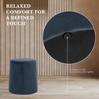 Spatial Order Organic Shape Ottoman (No Lid, Seat Only) | HomePop Home Décor | Round Pouf Foot Rest – Blue Velvet