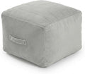 MeMoreCool Square Stuffed Pouf Ottoman Foot Rest, Floor Pouf Foot Stool with Foam Chunk Filling, Soft Stuffed Ottoman Footrest for Living Room, Light Grey