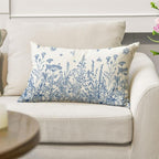 AVOIN colorlife Wildflowers Spring Summer Antique Herbs Blue Throw Pillow Cover, 12 x 20 Inch Flower Cushion Case Decoration for Sofa Couch