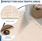 GarveeHome Washable Area Rugs 8x10 Bow Neutral Beige Rug Non Slip Living Room Rug Soft Rugs for Bedroom Low Pile Stain Resistant Carpet for Nursery Dining Room Playroom, Beige