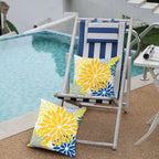 DFXSZ Yellow Blue Flower Pillow Covers 22x22 Inch Set of 2 White Gray Colored Throw Pillows Outdoor Waterproof Decor for Living Room Sofa Patio Funiture Garden Floral Polyester Pillow Covers 002J22