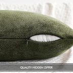 MIULEE Pack of 2 Olive Green Decorative Pillow Covers 20x20 Inch Soft Chenille Couch Spring Throw Pillows Farmhouse Cushion Covers for Home Decor Sofa Bedroom Living Room