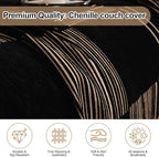 ROOMLIFE Dark Coffee Sofa Cover, Vintage Boho Couch Cover for 3 Cushion Sofa, Non Slip Chenille Sofa Slipcovers for Dog, Washable Furniture Sofa Protector Cover with Tassel for Living Room, 71''X118”