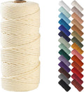 NOANTA Cream Yellow Macrame Cord 3mm x 109yards, Cotton Rope Yarn, Colorful Craft Cord for Wall Hanging, Plant Hangers, Crafts, Knitting
