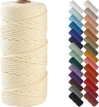 NOANTA Cream Yellow Macrame Cord 3mm x 109yards, Cotton Rope Yarn, Colorful Craft Cord for Wall Hanging, Plant Hangers, Crafts, Knitting