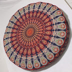 Indian Mandala Large Floor Pillow Home Car Bed Sofa Decor Cotton Floor Cushion Bohemian Meditation Pillow Case Ottoman Pouf Cover 35 x 35 Round Pouf, Decorative Mandala Pillow Sham