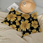 Summer Pillow Covers 18x18 Inch Set of 2 Black Background Yellow Sunflowers Bee Pillow Covers Spring Outdoor Pillow Cases Linen Farmhouse Seasonal Cushion Covers Decor for Living Room Bedroom