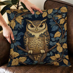 YOU FOUND ME William Morris Abstract Vintage Floral Velvet Owl Design Throw Pillow Covers Home Decor, Retro Art Decor Pillowcase Cushion Cover for Bed Sofa Living Room, Square 18x18inch (Owl)
