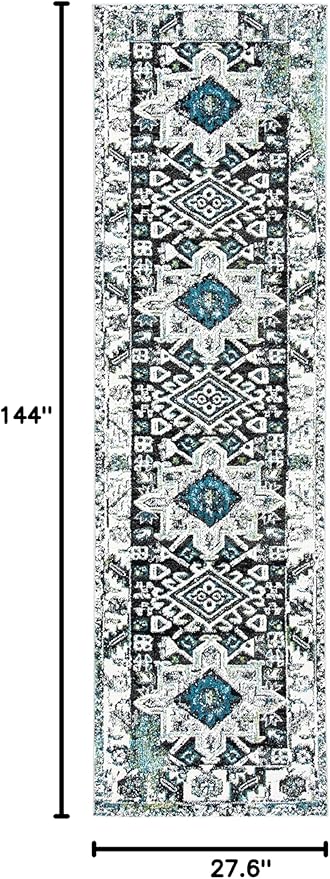 SAFAVIEH Vintage Hamadan Collection Runner Rug - 2'3" x 12', Dark Grey & Ivory, Traditional Persian Design, Non-Shedding & Easy to Clean, Ideal for Hallway, Foyer, Entryway, Bedroom (VTH211H)