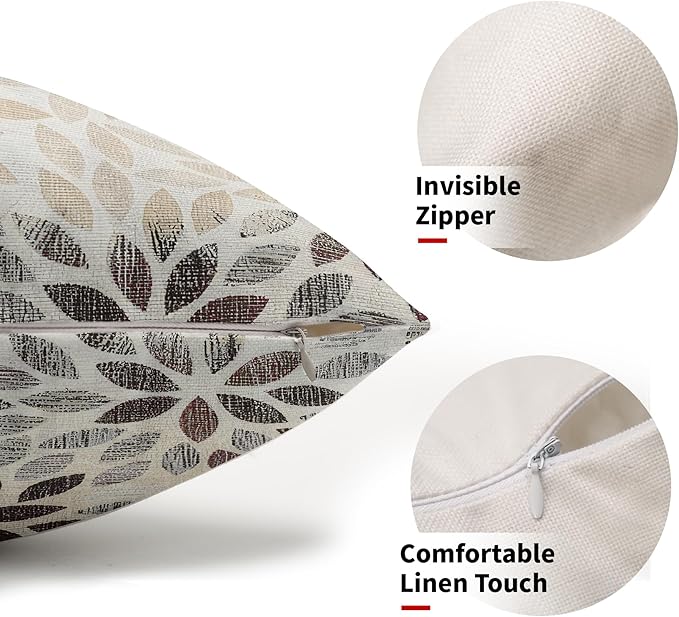 Kawani Burgundy Red Dahlia Lumbar Pillow Covers 12X20 Inch Rustic Rust Geometric Flower Decorative Pillow Cases Set of 2 Beige Tan Gray Floral Throw Pillows for Cushion Sofa Couch Farmhouse Outdoor