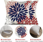 DFXSZ 4th of July Pillow Covers 18x18 Inch Set of 2 Patriotic Blue Red Floral Outdoor Waterproof Decorative Throw Pillows Polyester Pillow Covers Decor for Patio Funiture Garden Couch 002H18