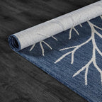 Washable Indoor Outdoor Rug 10x14 Modern Area Rugs Branch Pattern Non Shedding Waterproof Easy Clean Patio Deck Porch Living Room Bedroom Garden RV (10 X 14 Blue)