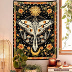 Aipon Orange Moth Tapestry Boho Retro Floral Flowers Tapestries Aesthetic Vintage Mushroom Tapestries for Bedroom Indie Small Tapestry Wall Hanging for Living Room Dorm (30'' × 40'', Orange)