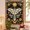 Aipon Orange Moth Tapestry Boho Retro Floral Flowers Tapestries Aesthetic Vintage Mushroom Tapestries Bedroom Indie Vertical Tapestry Wall Hanging for Living Room Dorm (44.00'' × 60.00'', Orange)