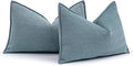 MIULEE Pack of 2 Dusty Blue Decorative Lumbar Pillow Covers 12x20 Inch Soft Chenille Luxurious Couch Throw Pillows Farmhouse Cushion Covers with Elegant Design for Sofa Bed Living Room Spring Decor