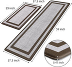 Mattitude Kitchen Mats Set of 2 Cushioned Rugs 0.47 inch Thick Anti-Fatigue Mats for Kitchen Floor,Waterproof Non-Slip Mats and Rugs Set for Office,Floor,Laundry 17.3"×29"+17.3"×59",Chocolate