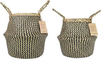 Plant Baskets – Large Seagrass Planter for Tall Indoor Faux Olive Tree, Woven Wicker Rattan Pot for Boho Decor 9-10 Inch (Black, Large & Medium)