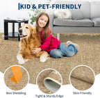GarveeHome Bow Washable 8x10 Area Rug for Living Room Non Slip Soft Bedroom Rugs Solid Light Brown Bordered Rug Low Pile Stain Resistant Carpet for Nursery Dining Room Playroom Classroom, Light Brown