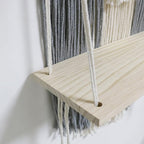 Macrame Wall Hanging Shelf Grey Floating Shelves Rope Shelf for Hanging Plants Grey Boho Decor for Bedroom Living Room,1 Tier