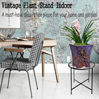 Plant Stand, 15'' Tall Indoor Outdoor Set of 1, Retro Design Round, Rust-Proof Coated Metal Pot Stand for Flowers, Patio Garden Home Decor - Black