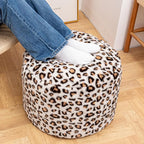 Round Pouf Ottoman 20 x 20 x 14 Inches Boho Poof Home Decor Floor Pouffe Ottoman Foot Rest for Couch Sofa Bean Bag Chairs Living Room Bedroom (Leopard Print)