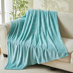 NEWCOSPLAY Super Soft Throw Blanket Mint Green Premium Silky Flannel Fleece Leaves Pattern Lightweight Bed Blanket All Season Use (Mint Green, Throw(40"x50"))