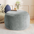 Round Pouf Ottoman Foot Rest, 29 X 18Inch Floor Poufs Footstool, A Round Modern Foam Filled Foot Stool for Living Room, Home, Nursery, Dorm (Grey, 29Inch)