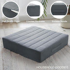 2 Pcs High Density Foam Floor Pillow - Upgraded Large Pillows Seating for Adults - Outdoor Floor Cushion with Soft Tufted Cover - Yoga Pillows for Sitting On Floor - 22 Inch Grey