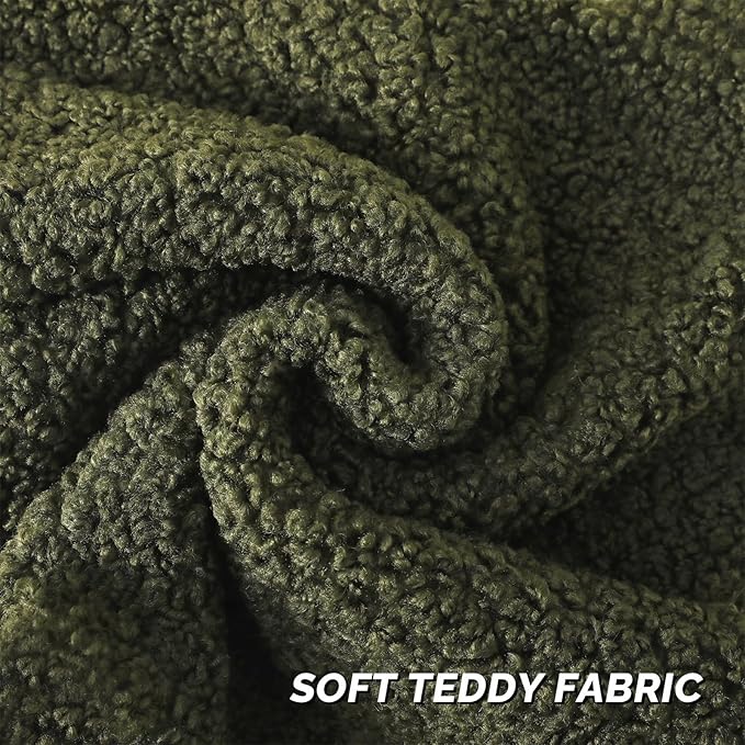 FUTEI Olive Green Throw Pillow Covers 26x26 Inch Set of 2,Furry Faux Fur Teddy Boucle Textured Cushion Covers,Soft Fluffy Decorative Euro Pillow Shams,Home Decor for Couch Bed Living Room Office Car