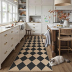 2x8 Checkered Easy Jute Runner Rug Non Slip Hallway Kitchen Washable Outdoor Rug for Entryway Indoor Checkerboard Black Indoor Outdoor Long Carpet for Bedside Entry Front Door Porch