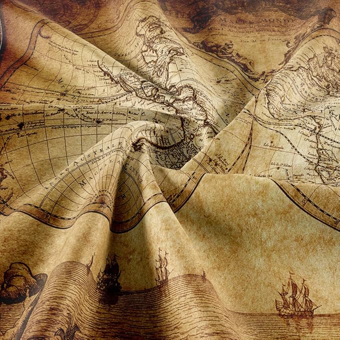 JAWO Old World Map Tapestry, Vintage Wanderlust Pirate Map Tapestry Wall Hanging for Bedroom, Historical Atlas Tapestries Poster Beach Blanket College Dorm Home Decor (80W X 60H)