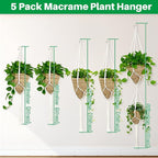 Macrame Plant Hanger - 5 PCS Hanging Planters for Indoor Plants Outdoor Decorative Flower Pot Holder Wall Decor Living Room Boho Home Decor Set of 5 35"/41"/55" 3 Size Pots Not Included