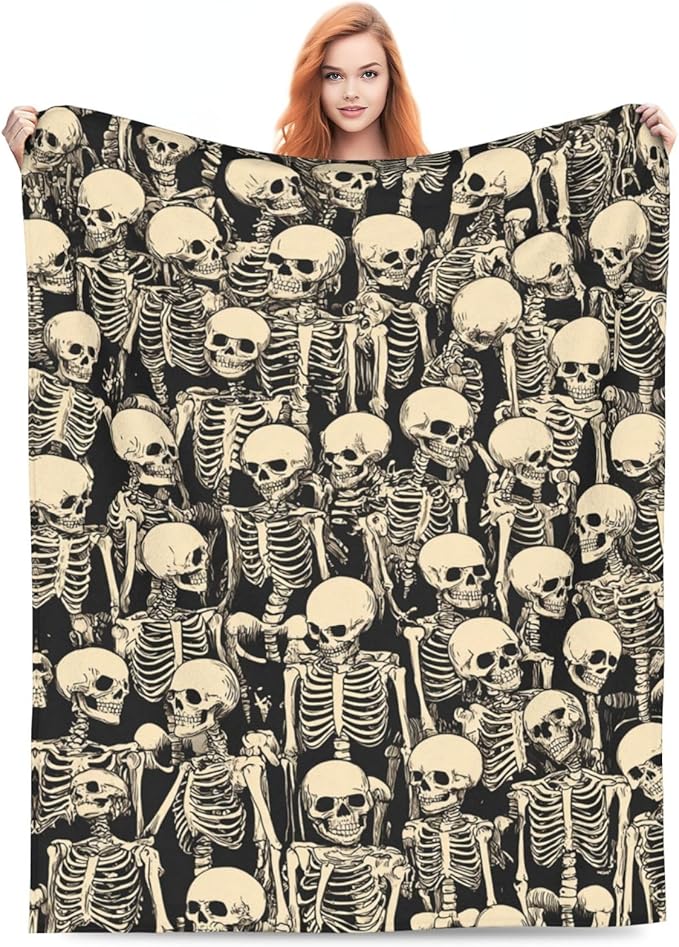 Skull Throw Blanket Soft Flannel Blanket 60"x50" in Bed Blanket Home Decor for Room Sofa Couch All Season