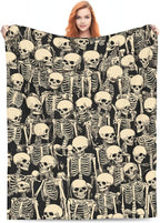 Skull Throw Blanket Soft Flannel Blanket 60"x50" in Bed Blanket Home Decor for Room Sofa Couch All Season