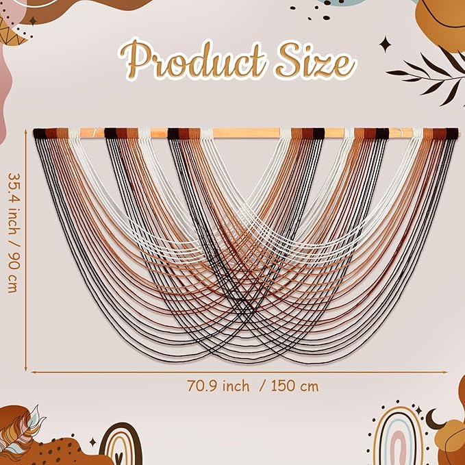 Tiamon Boho Wall Decor - 59''W x 35.4'' L Macrame Wall Hanging Dip-Dye Large Tapestry Art for Home Bathroom Farmhouse Bedroom Living Room Office Natural Modern Rustic Decoration