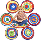 HiiARug Kids Classroom Rug Crazy Carpet Circle Seats 6pcs 16" Round Carpet Spots Soft Classroom Flexible Seat for Elementary Preschool Daycares Floor Cushions for Sitting