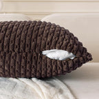 Set of 4 Dark Brown Decorative Throw Pillow Covers 24x24 Inch Corduroy Pillow Covers for Bed Couch Sofa Living Room Soft Square Cushion Cases