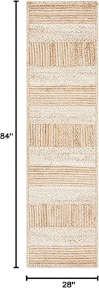 SAFAVIEH Natural Fiber Collection Runner Rug - 2'3" x 7', Natural & Ivory, Handmade Stripe Jute, Ideal for High Traffic Areas in Living Room, Bedroom (NF887A)