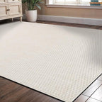 Easy Jute Rug 9x12 Indoor Outdoor Natural Rugs Solid Fiber Rug Woven Area Rug Boho Easy Clean Inside Carpet for Living Room Bedroom Dining Room Hallway or Outdoor Patio Porch (9 X 12 Bone)