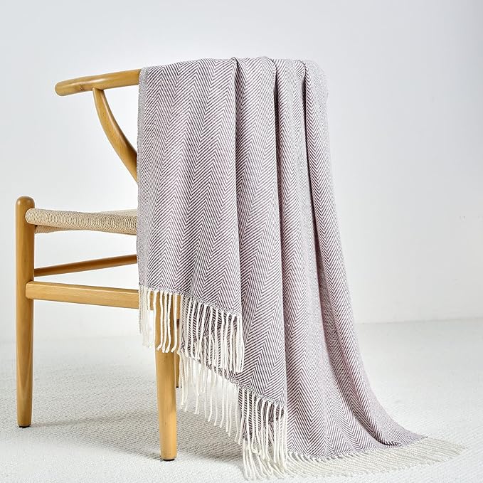 BOURINA Herringbone Throw Blanket,Soft Lightweight Cozy Throw for Bed Couch Decorative Blanket, Purple 50" x 60"