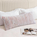 Boho Chenille Tufted Pillow Cover 14x36 Inch Set of 1, Farmhouse Striped Decorative Pillow Covers Accent Fluffy Neutral Long Body Bolster Pillow for Couch Sofa Bedroom Living Room, Orange